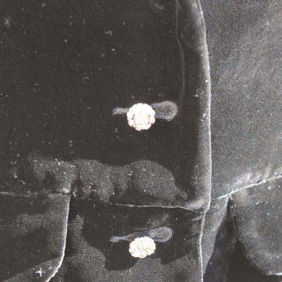 Juicy Couture Black Crushed Silk Velvet Blazer Cropped Rhinestone Buttons Size 4 - Picture 6 of 14